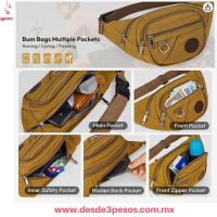 Cangurera Deportiva Unisex 4 Divisiones con Cierre material tipo Lona en colores 23 x 17 cm. 