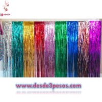 Cortinas Para Fiestas Metalicas de Flecos en Varios Colores 2 Metros de Largo x 1 Metro de Ancho 