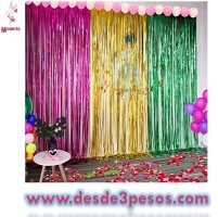 Cortinas Para Fiestas Metalicas de Flecos en Varios Colores 2 Metros de Largo x 1 Metro de Ancho 