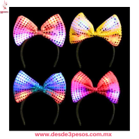 Diadema de Moño Grande con Lentejuelas y Luz LED 12 x 20 cm. En colores WZH-144