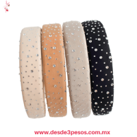 Diadema de peluche en colores con Adorno de Cristales Brillantes 17 x 14 cm MC26-A63