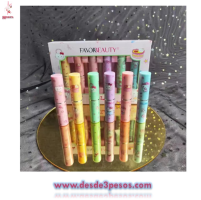 Estuche con 6 Labiales en diferente tono con Aromas Frutales FAVOR BEAUTY 8 X 1.5cm. 