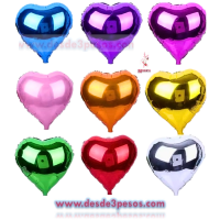 Globo Metalico en forma de Corazon en colores 45 X 43 cm