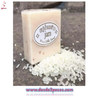 Jabon de Leche de Arroz Tailandes Exfoliante Aclara Y Quita Manchas 5 x 2.5cm. 