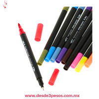 Juego de 12 Marcadores artísticos de doble punta cuenta con una punta de pincel y una punta fina de 0.4 mm 17 cm de alto 001-12