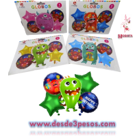 Juego de 5 Globos Monstruos preserntaciones como foto varean los modelos monstruo
