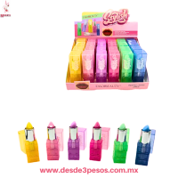 Lapiz Labial Balsamo FAVOR BEAUTY  Aromas Frutales caja con 24 pza.  8 x 2 cm. 