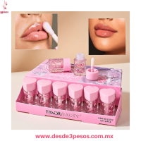 Lip Gloss Brillo en forma de Corazon FAVOR BEAUTY con destellos de Figuras 6 x 3 cm. Caja con 24 pza. precio por 1 pza. LG3822