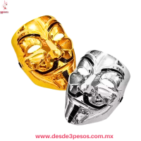 Máscara V de Venganza Guy Fawkes Anónimo 19x17cm Dorada o Plateada WSJ-5549