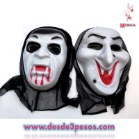 Mascaras para Halloween con Velo en Tres Modelos Diferentes 30cm. Aprox. 
