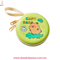 Monedero Redondo de Metal con Figuras de Capibara 8 cm. De diametro MC24-M15