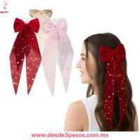 Moño Coquette con Diseño Estrellas doradas 32 x 14 cm. En colores MC25-K05