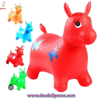 Montable Unicornio Inflable Saltarin con Sonido en colores y estampado 57 x 49cm. Aprox. De plastico grueso