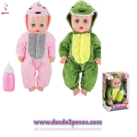 Nenuco DINO hello en caja 11 sonido diferentes pilas incluidas y mamila 29 x 16cm. 