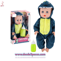 Nenuco DINO hello en caja 11 sonido diferentes pilas incluidas y mamila 29 x 16cm. 