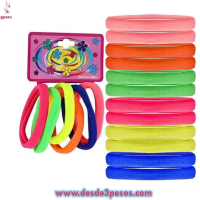 Paq.c/12 Pzas c/ 6 Ligas de Licra GRANDE en Colores NEON 8.5 cm