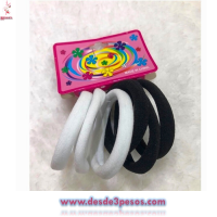 Paq.c/12 pzas c/6 Ligas Licra CHICA en BLANCO Y NEGRO  3.5 cm