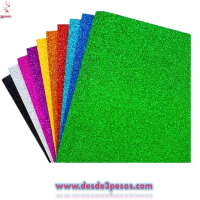 Paquete con 10 hojas De Fomi Diamantado con Pegol Adherente 20 x 30cm.