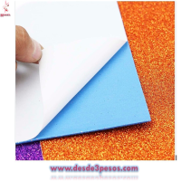 Paquete con 10 hojas De Fomi Diamantado con Pegol Adherente 20 x 30cm.