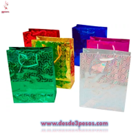 Paquete con 12 Bolsas de  Holograma GRANDE en varios colores 32 x 26 cm
