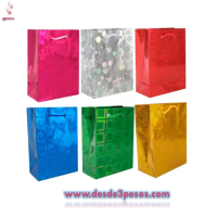 Paquete con 12 Bolsas de Holograma EXTRA GRANDE en varios colores  30 x 40 cm 