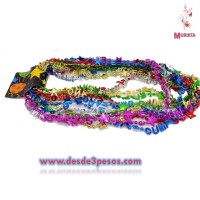 Paquete con 12 Collares Con la Frase de Feliz Cumpleaños en colores cromados 6 Tonos 36cm. De largo aprox.