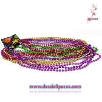 Paquete con 12 Collares de Bolitas Cromadas 6 colores 36cm 