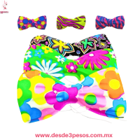 Paquete con 12 Corbata de plastico en forma de Moño en colores Neon 20 x 11 cm. 