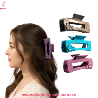 Paquete con 12 Pinzas Rectangular en colores Matte y detalle de Flor al costado 11.5 x 5.5 cm 250-48