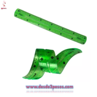 Paquete con 12 Regla Flexible Transparente en 4 colores 30 cms.