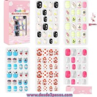 Paquete con 12 Uñas de NIÑA decoradas en varios modelos 