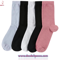 Paquete con 3 pares de Calcetas  Para Mujer Unitalla Ajustable 30cm. de largo
