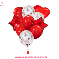 Paquete con 5 Globos en diferentes figuras 47 x 52 cm. Y 47 cm. Incluye popote para inflar 