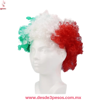 Peluca Afro Rizada Tricolor Fiesta y Disfraz Unitalla Genérica