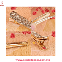 Pico de Garza con Metal Dorado y Plata con Pedreria Tornasol 13 x 1.5 cm. 25N-47