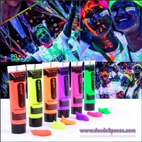Pintura para el cuerpo y la cara que brilla en la oscuridad de color fluorescente 28.3 ml