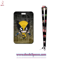 Porta Credencial Metalico,  Collar Sublimado Tapa deslizante decoracion de personajes. 11 x 8cm. Cordon 42cm.