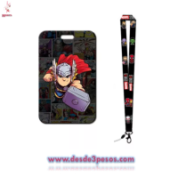 Porta Credencial Metalico,  Collar Sublimado Tapa deslizante decoracion de personajes. 11 x 8cm. Cordon 42cm.