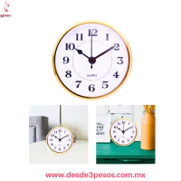 Reloj de Inserto Quartz 12 cm. diametro, DiseÃ±o ClÃ¡sico con Borde Dorado REF:901297