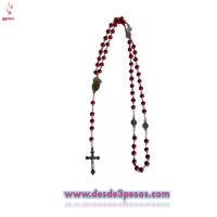 Rosario de Madera en cajita con estampado religioso 