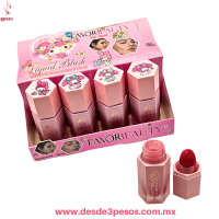 Rubor LÃ­quido FAVOR BEAUTY Hello Kitty con Aplicador de Esponja, 8 x 3.5cm. Larga DuraciÃ³n 4 tonos BL9107