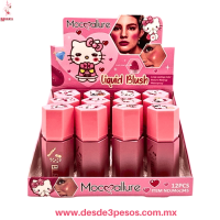 Rubor LÃ­quido FAVOR BEAUTY Hello Kitty con Aplicador de Esponja, 8 x 3.5cm. Larga DuraciÃ³n 4 tonos BL9107