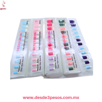 Set con 12 uÃ±as postizas decoradas varios tonos 