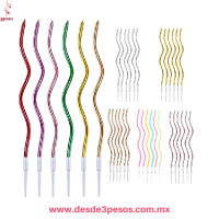 Set de 12 Vela De Cumplea?os Curveada en colores 14 cm. De alto