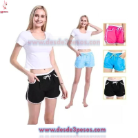 Shorts de Dama Unitalla tela Nailon en colores lisos con vivos blancos da hasta una talla 34 aprox.