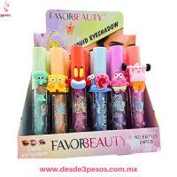 Sombra Líquida FAVOR BEAUTY en Presentacion de Bob Esponja 6 tonos 12 x 2 cm. 