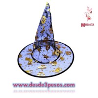 Sombrero de Bruja Estampado para Halloween, 37 cmx Diámetro Varios colores