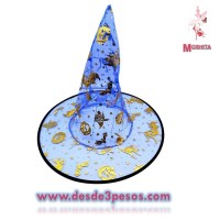 Sombrero de Bruja Estampado para Halloween, 37 cmx Diámetro Varios colores