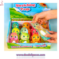 Squishi  Dinosaurio de gel con Glitter en colores  8 x 7cm.