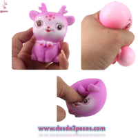 Squishi antiestres Cerdito y Reno con Relleno de masa 8.5 x 7.5 cm. Caja con 12 pza. precio por 1 pza. 